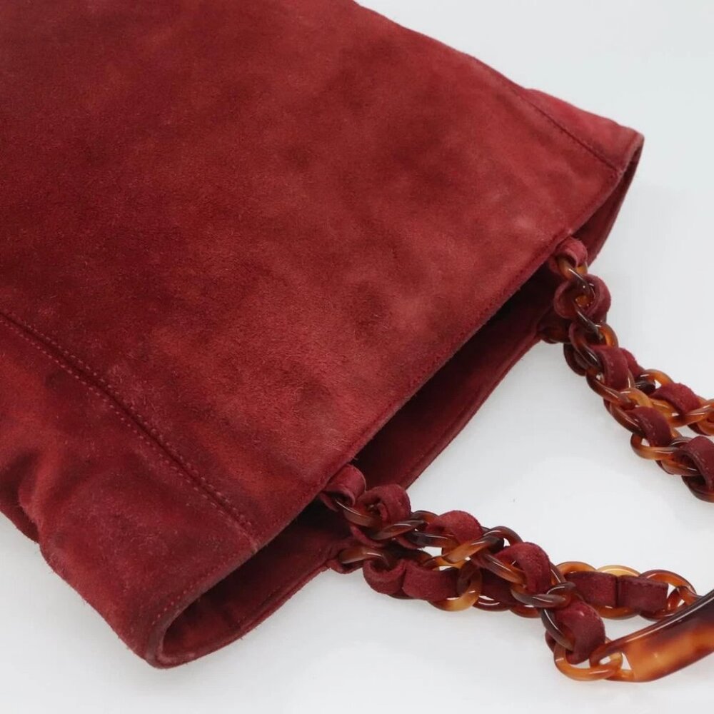 CHANEL Hand Bag Suede Red CC - Picture 8 of 15
